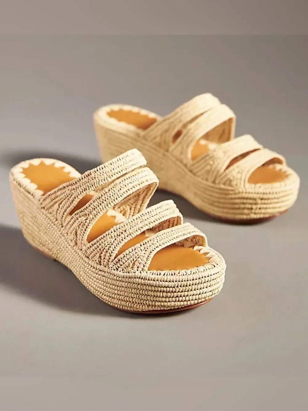 New Carrie Forbes Woven Raffia Platform Sandal in Natural - Women’s 41